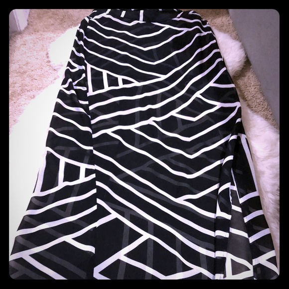 Sheer Black & White Striped Faux Sarong Skirt - Picture 2 of 3